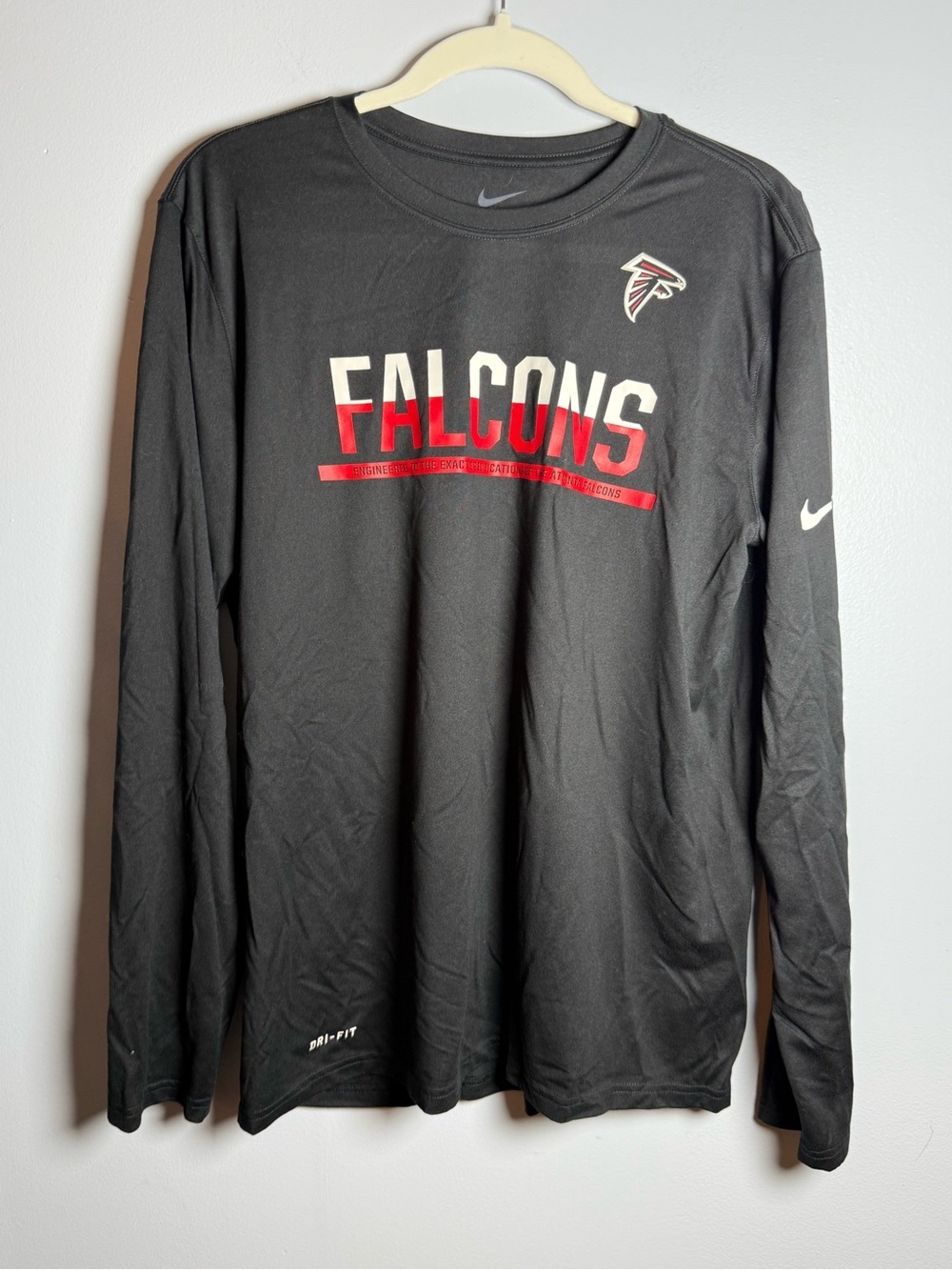 Nike Black Falcons Long Sleeve Dri-FIT Shirt with Red and White Accents